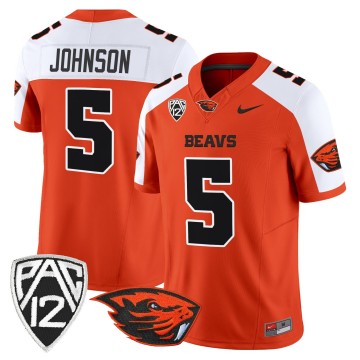 Men's Oregon State Beavers #5 Gabarri Johnson Orange Alternate F.U.S.E. 2025 Vapor Limited Stitched Football Jersey