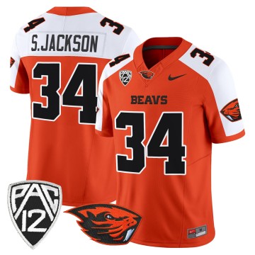 Men's Oregon State Beavers #34 Steven Jackson Orange Alternate F.U.S.E. 2025 Vapor Limited Stitched Football Jersey