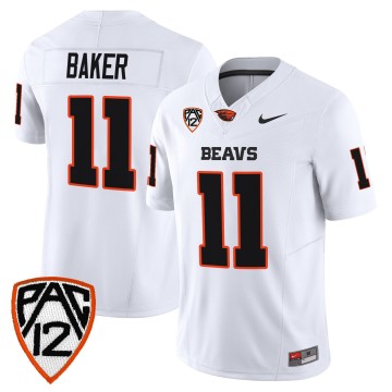 Men's Oregon State Beavers #11 Terry Baker White F.U.S.E. 2025 Vapor Limited Stitched Football Jersey