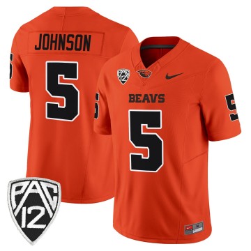 Men's Oregon State Beavers #5 Gabarri Johnson Orange F.U.S.E. 2025 Vapor Limited Stitched Football Jersey