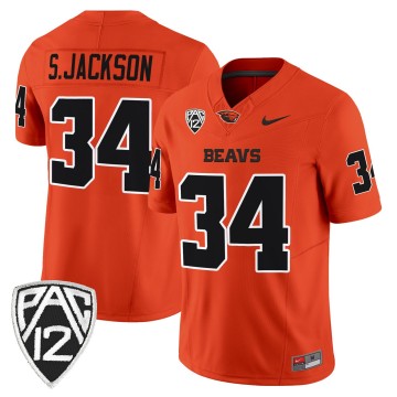 Men's Oregon State Beavers #34 Steven Jackson Orange F.U.S.E. 2025 Vapor Limited Stitched Football Jersey