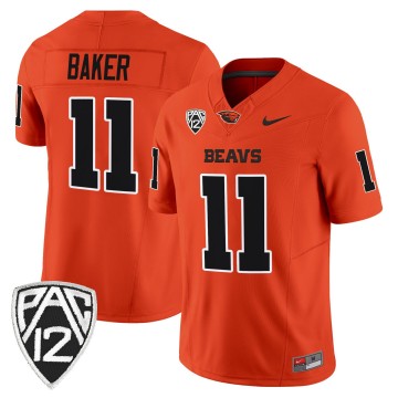 Men's Oregon State Beavers #11 Terry Baker Orange F.U.S.E. 2025 Vapor Limited Stitched Football Jersey