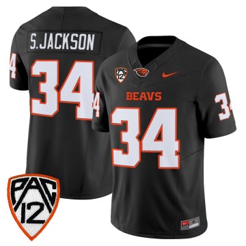 Men's Oregon State Beavers #34 Steven Jackson Black F.U.S.E. 2025 Vapor Limited Stitched Football Jersey