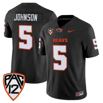 Men's Oregon State Beavers #5 Gabarri Johnson Black F.U.S.E. 2025 Vapor Limited Stitched Football Jersey