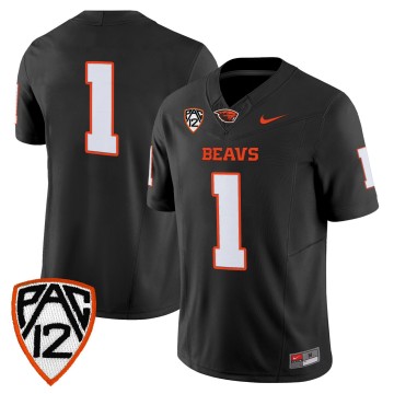 Men's Oregon State Beavers #1 Black F.U.S.E. 2025 Vapor Limited Stitched Football Jersey