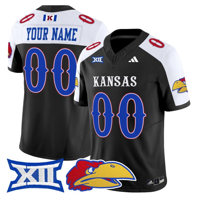 Kansas Jayhawks Custom Black Alternate F.U.S.E. 2025 Vapor Limited Stitched NCAA Football adidas Jersey
