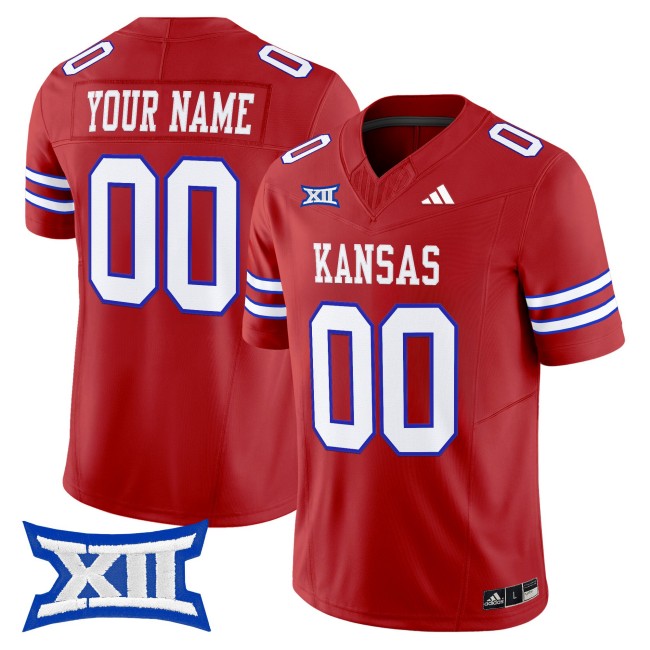Kansas Jayhawks Custom Red F.U.S.E. 2025 Vapor Limited Stitched NCAA Football adidas Jersey