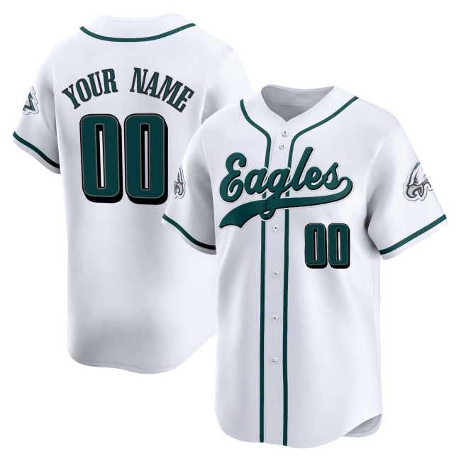 Philadelphia Eagles Custom White 2025 Vapor Limited Stitched Baseball Jersey