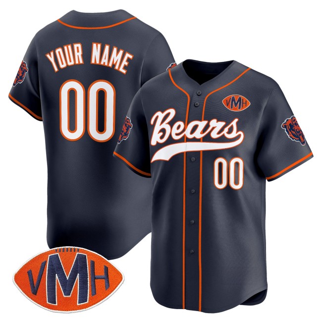 Chicago Bears Custom Navy 2025 VMH Patch Vapor Limited Stitched Baseball Jersey