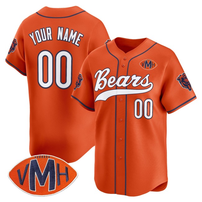 Chicago Bears Custom Orange 2025 VMH Patch Vapor Limited Stitched Baseball Jersey