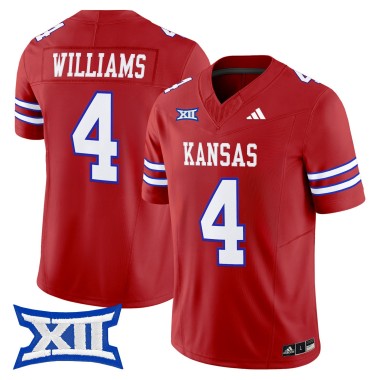 Men's Kansas Jayhawks #4 Leshon Williams Red F.U.S.E. 2025 Vapor Limited Stitched Football Jersey