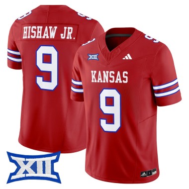 Men's Kansas Jayhawks #9 Daniel Hishaw Jr. Red F.U.S.E. 2025 Vapor Limited Stitched Football Jersey