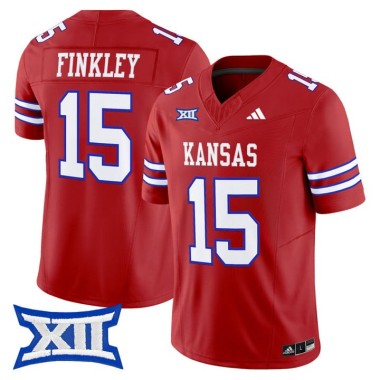 Men's Kansas Jayhawks #15 Justice Finkley Red F.U.S.E. 2025 Vapor Limited Stitched Football Jersey