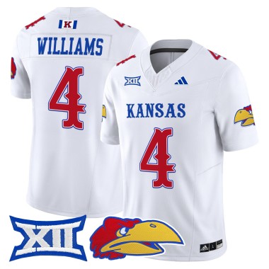 Men's Kansas Jayhawks #4 Leshon Williams White F.U.S.E. 2025 Vapor Limited Stitched Football Jersey