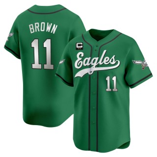 Men's Philadelphia Eagles #11 A.J. Brown Kelly Green With 2-star C Patch 2025 Vapor Limited Stitched Baseball Jersey