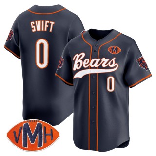 Men's Chicago Bears #0 D'Andre Swift Navy With VMH Patch 2025 Vapor Limited Stitched Baseball Jersey