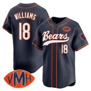 Men's Chicago Bears #18 Caleb Williams Navy With VMH Patch 2025 Vapor Limited Stitched Baseball Jersey