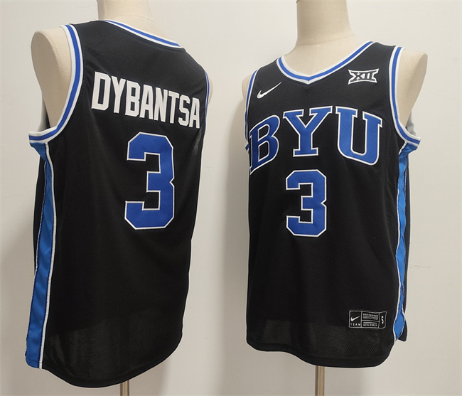 Men's BYU Cougars #3 AJ Dybantsa Black Stitched Basketball Jersey