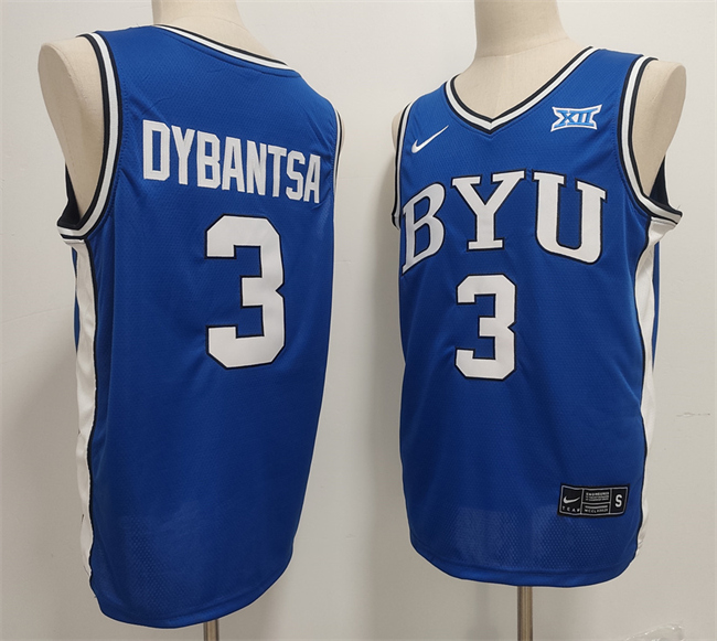 Men's BYU Cougars #3 AJ Dybantsa Blue Stitched Basketball Jersey
