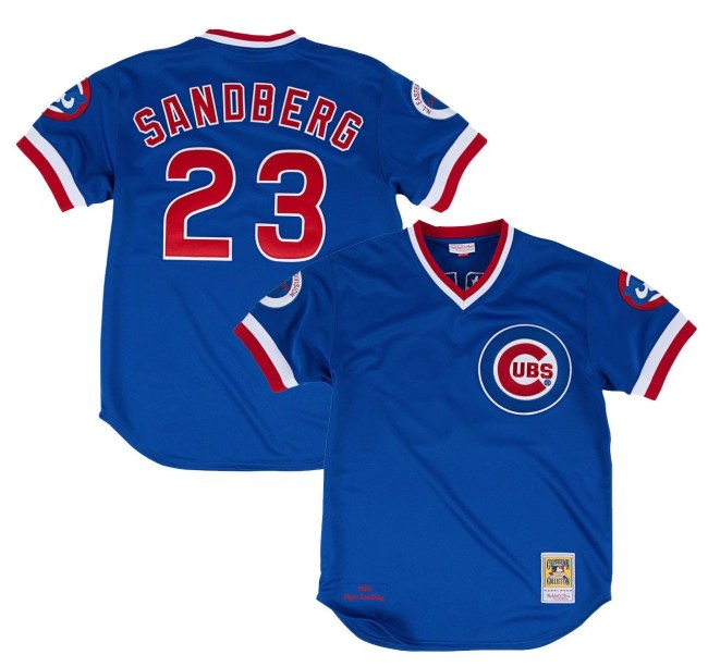 Men's Chicago Cubs #23 Ryne Sandberg Royal Road 1984 Throwback baseball Mitchell & Ness jerseys