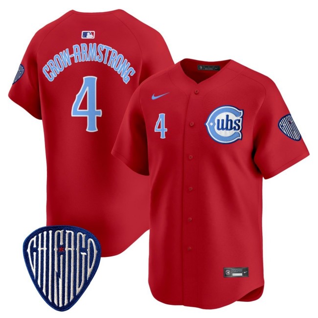 Men's Chicago Cubs #4 Pete Crow-Armstrong Red Boyd Blue 2024-25 2nd Alternate Limited Stitched Baseball Jersey