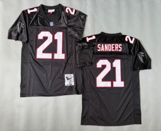 Men's Atlanta Falcons #21 Deion Sanders Black 1992 Throwbacks Authentics Mitchell & Ness NFL Jersey
