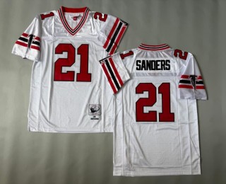 Men's Atlanta Falcons #21 Deion Sanders White 1989 Throwbacks Authentics Mitchell & Ness NFL Jersey