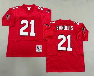 Men's Atlanta Falcons #21 Deion Sanders Red 1992 Throwbacks Authentics Mitchell & Ness NFL Jersey