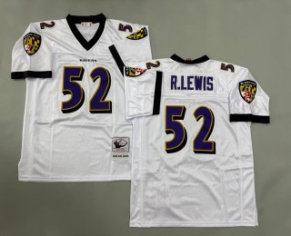 Men's Baltimore Ravens #52 Ray Lewis White 2000 Throwbacks Authentics Mitchell & Ness NFL Jersey