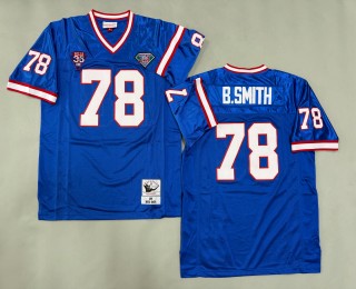 Men's Buffalo Bills #78 Bruce Smith Royal 1990 Throwbacks Authentics Mitchell & Ness NFL 75th Jersey - Bills 1960-1994 35th Patch