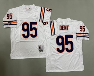 Men's Chicago Bears #95 White Throwbacks Authentics Mitchell & Ness NFL Jersey