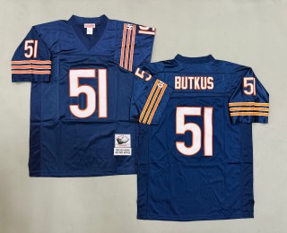 Men's Chicago Bears #51 Dick Butkus Navy Throwbacks Authentics Mitchell & Ness NFL Jersey