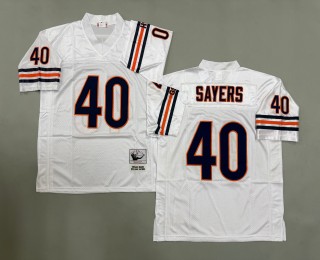 Men's Chicago Bears #40 Gale Sayers White  Throwbacks Authentics Mitchell & Ness NFL Jersey