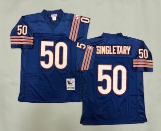 Men's Chicago Bears #50 Mike Singletary Navy Throwbacks Authentics Mitchell & Ness NFL Jersey