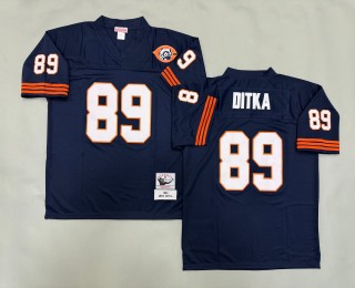 Men's Chicago Bears #89 Mike Ditka Navy 1966 Throwbacks Authentics Mitchell & Ness NFL Jersey - With Big Number Bears Patch
