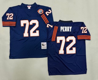Men's Chicago Bears #72 William Perry Navy Throwbacks Authentics Mitchell & Ness NFL Jersey - With Big Number Bears Patch