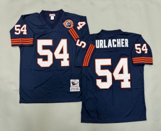 Men's Chicago Bears #54 Brian Urlacher Navy Throwbacks Authentics Mitchell & Ness NFL Jersey - With Big Number Bears Patch
