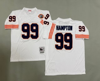 Men's Chicago Bears #99 Dan Hampton White Throwbacks Authentics Mitchell & Ness NFL Jersey - With Big Number Bears Patch