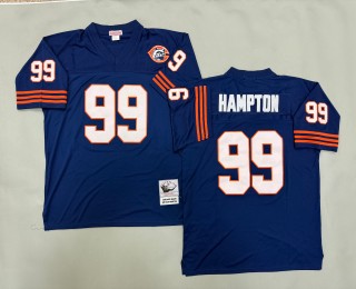 Men's Chicago Bears #99 Dan Hampton Navy Throwbacks Authentics Mitchell & Ness NFL Jersey - With Big Number Bears Patch