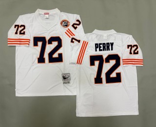 Men's Chicago Bears #72 William Perry White Throwbacks Authentics Mitchell & Ness NFL Jersey - With Big Number Bears Patch
