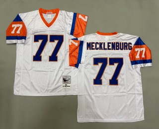 Men's Denver Broncos #77 White Karl Mecklenburg 1994 Throwback Authentic Mitchell & Ness NFL Jersey
