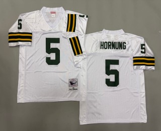Men's Green Bay Packers #5 Paul Hornung White 1961 Throwbacks Authentics Mitchell & Ness NFL Jersey