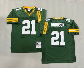 Men's Green Bay Packers #21 Charles Woodson Green 2010 Throwbacks Authentics Mitchell & Ness NFL Jersey
