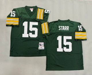 Men's Green Bay Packers #15 Bart Starr Green 1969 Throwbacks Authentics Mitchell & Ness NFL Jersey