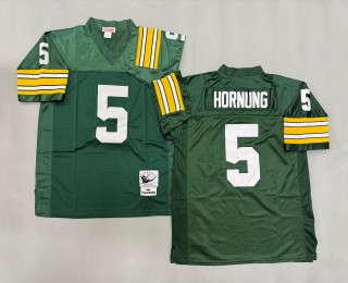 Men's Green Bay Packers #5 Paul Hornung Green 1966 Throwbacks Authentics Mitchell & Ness NFL Jersey