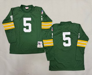 Men's Green Bay Packers #5 Paul Hornung Green 1961 Throwbacks Authentics Mitchell & Ness NFL Long-Sleeved Jersey