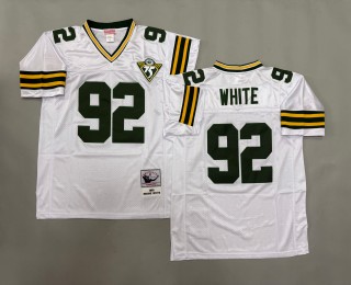 Men's Green Bay Packers #92 Reggie White White 1993 Throwbacks Authentics Mitchell & Ness 75th NFL Jersey