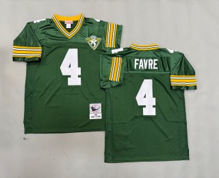 Men's Green Bay Packers #4 Brett Favre Green 1996 Throwbacks Authentics Mitchell & Ness NFL Jersey