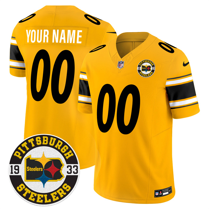 Men's Pittsburgh Steelers Custom Throwback 1933 Patch Yellow F.U.S.E. Vapor Limited Stitched Jersey