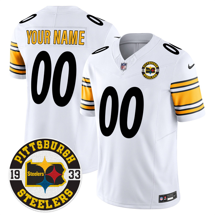 Men's Pittsburgh Steelers Custom Throwback 1933 Patch White F.U.S.E. Vapor Limited Stitched Jersey